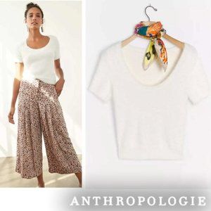 Anthropologie Ivory Rona Eyelash Sweater Tee  Size XL Ivory White